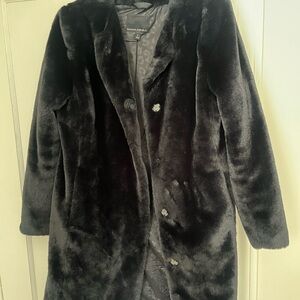 Banana Republic Black Faux Fur Coat